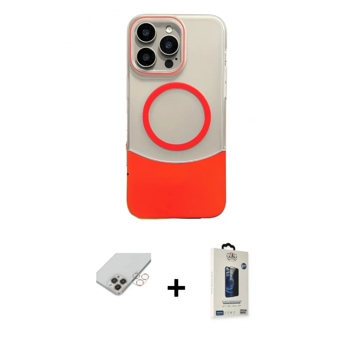 MARSİLYAN™- iPhone 14 Pro Max Kılıf Kozmos Form Özel Seri - Siyah Bilvis Hayalet Cam Ekran Koruyucu + Gold Band Metal Kamera Lens