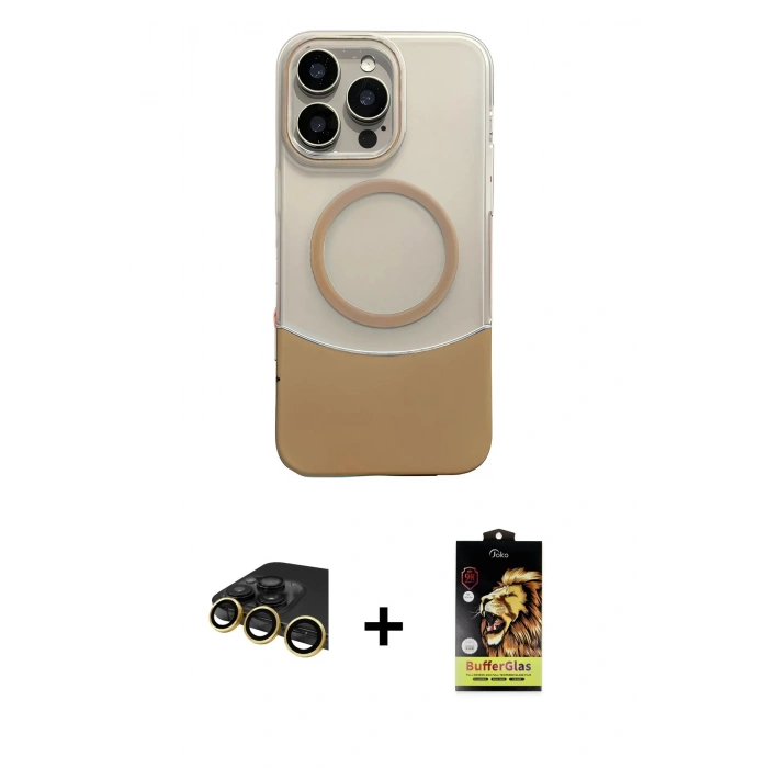 MARSİLYAN™- iPhone 14 Pro Max Kılıf Kozmos Form Özel Seri - Siyah Buffer Cam Ekran Koruyucu + Raze Metal Kamera Lens - GD