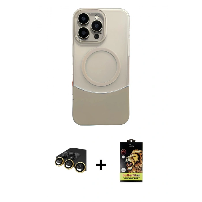 MARSİLYAN™- iPhone 14 Pro Max Kılıf Kozmos Form Özel Seri - Siyah Buffer Cam Ekran Koruyucu + Raze Metal Kamera Lens - GD