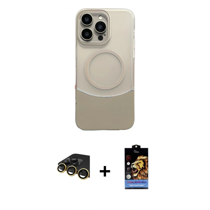 MARSİLYAN™- iPhone 14 Pro Max Kılıf Kozmos Form Özel Seri - Siyah Buffer Hayalet Cam Ekran Koruyucu + Raze Metal Kamera Lens - GD