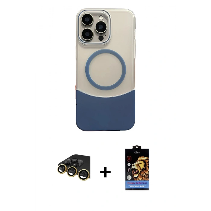 MARSİLYAN™- iPhone 14 Pro Max Kılıf Kozmos Form Özel Seri - Siyah Buffer Hayalet Cam Ekran Koruyucu + Raze Metal Kamera Lens - GD
