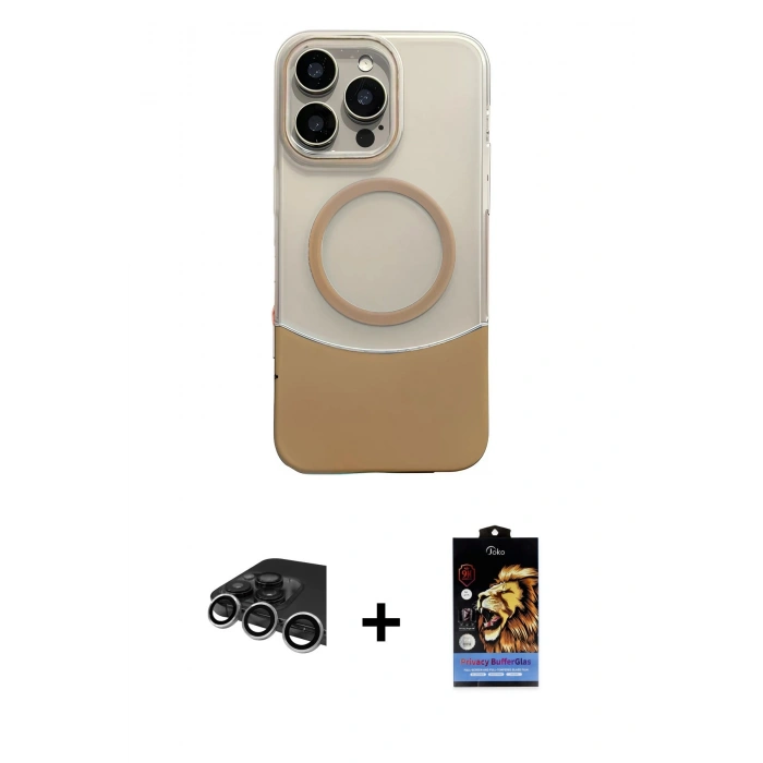 MARSİLYAN™- iPhone 14 Pro Max Kılıf Kozmos Form Özel Seri - Siyah Buffer Hayalet Cam Ekran Koruyucu + Raze Metal Kamera Lens - GS