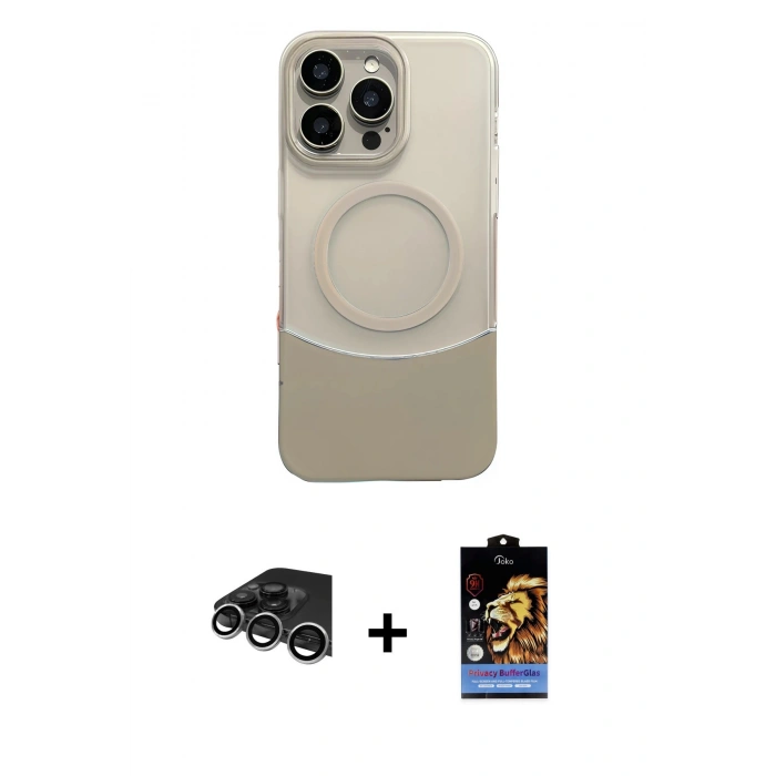 MARSİLYAN™- iPhone 14 Pro Max Kılıf Kozmos Form Özel Seri - Siyah Buffer Hayalet Cam Ekran Koruyucu + Raze Metal Kamera Lens - GS