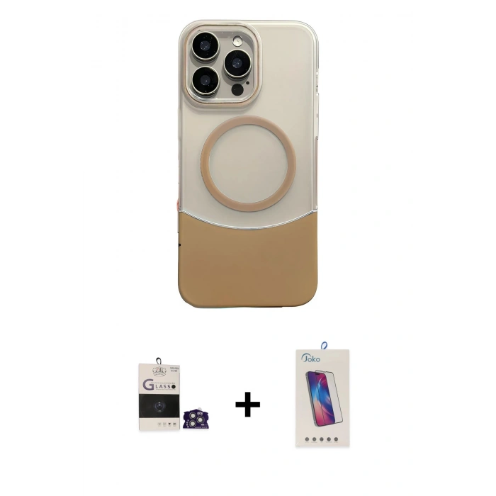 MARSİLYAN™- iPhone 14 Pro Max Kılıf Kozmos Form Özel Seri - Siyah Joko 5D Cam + Gümüş Bilvis Titan Kamera Lens