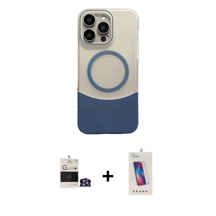 MARSİLYAN™- iPhone 14 Pro Max Kılıf Kozmos Form Özel Seri - Siyah Joko 5D Cam + Gümüş Bilvis Titan Kamera Lens