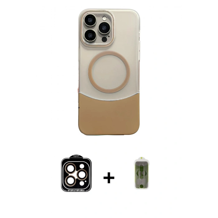 MARSİLYAN™- iPhone 14 Pro Max Kılıf Kozmos Form Özel Seri - Siyah Joko Magic 5D Hayalet Cam + PVD Metal Kamera Lens - TU