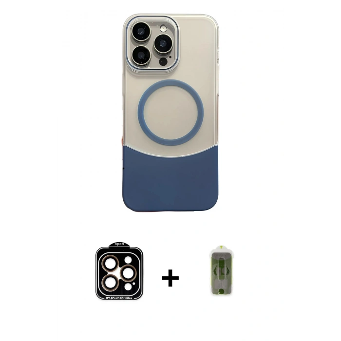 MARSİLYAN™- iPhone 14 Pro Max Kılıf Kozmos Form Özel Seri - Siyah Joko Magic 5D Hayalet Cam + PVD Metal Kamera Lens - TU