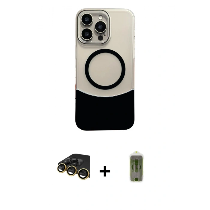 MARSİLYAN™- iPhone 14 Pro Max Kılıf Kozmos Form Özel Seri - Siyah Joko Magic 5D Hayalet Cam + Raze Metal Kamera Lens - GD