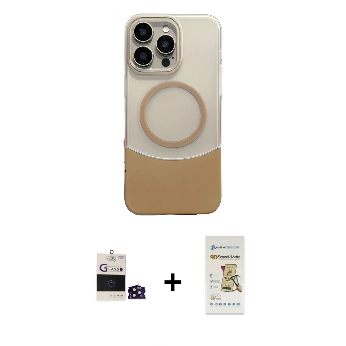 MARSİLYAN™- iPhone 14 Pro Max Kılıf Kozmos Form Özel Seri - Siyah Mat Seramik Nano Ekran Koruyucu + Bilvis Titan Kamera Lens - DNMR