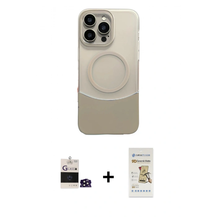 MARSİLYAN™- iPhone 14 Pro Max Kılıf Kozmos Form Özel Seri - Siyah Mat Seramik Nano Ekran Koruyucu + Bilvis Titan Kamera Lens - DNMR