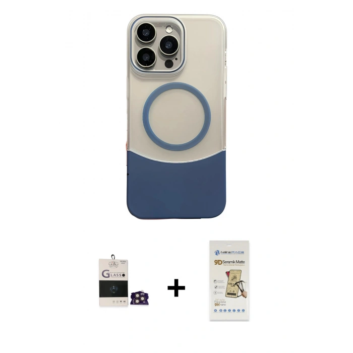 MARSİLYAN™- iPhone 14 Pro Max Kılıf Kozmos Form Özel Seri - Siyah Mat Seramik Nano Ekran Koruyucu + Bilvis Titan Kamera Lens - GD