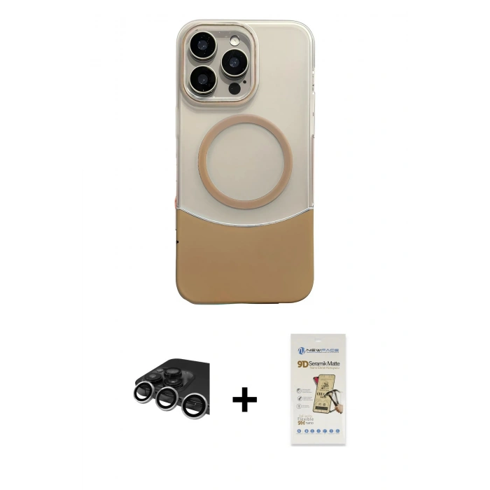 MARSİLYAN™- iPhone 14 Pro Max Kılıf Kozmos Form Özel Seri - Siyah Mat Seramik Nano Ekran Koruyucu + Raze Metal Kamera Lens - GS