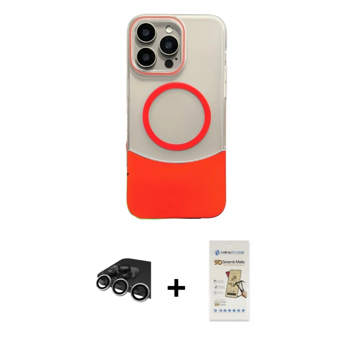 MARSİLYAN™- iPhone 14 Pro Max Kılıf Kozmos Form Özel Seri - Siyah Mat Seramik Nano Ekran Koruyucu + Raze Metal Kamera Lens - GS
