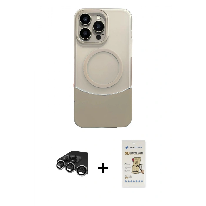 MARSİLYAN™- iPhone 14 Pro Max Kılıf Kozmos Form Özel Seri - Siyah Mat Seramik Nano Ekran Koruyucu + Raze Metal Kamera Lens - GS