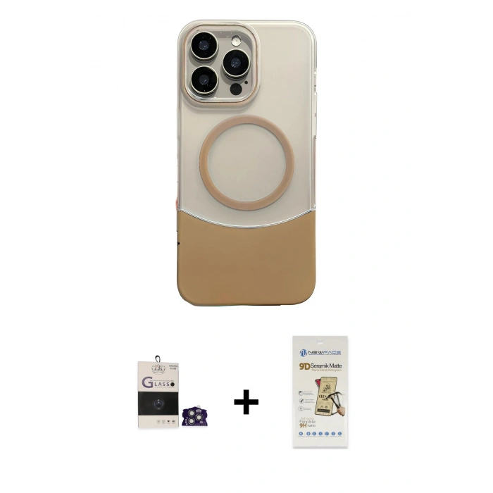 MARSİLYAN™- iPhone 14 Pro Max Kılıf Kozmos Form Özel Seri - Siyah Mat Seramik Nano Ekran Koruyucu + Bilvis Titan Kamera Lens - GS