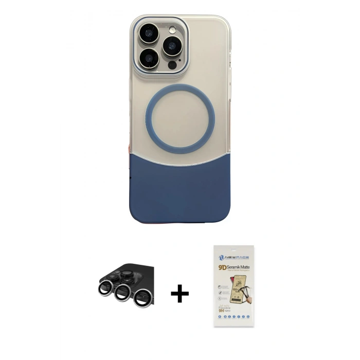 MARSİLYAN™- iPhone 14 Pro Max Kılıf Kozmos Form Özel Seri - Siyah Mat Seramik Nano Ekran Koruyucu + Raze Metal Kamera Lens - GS