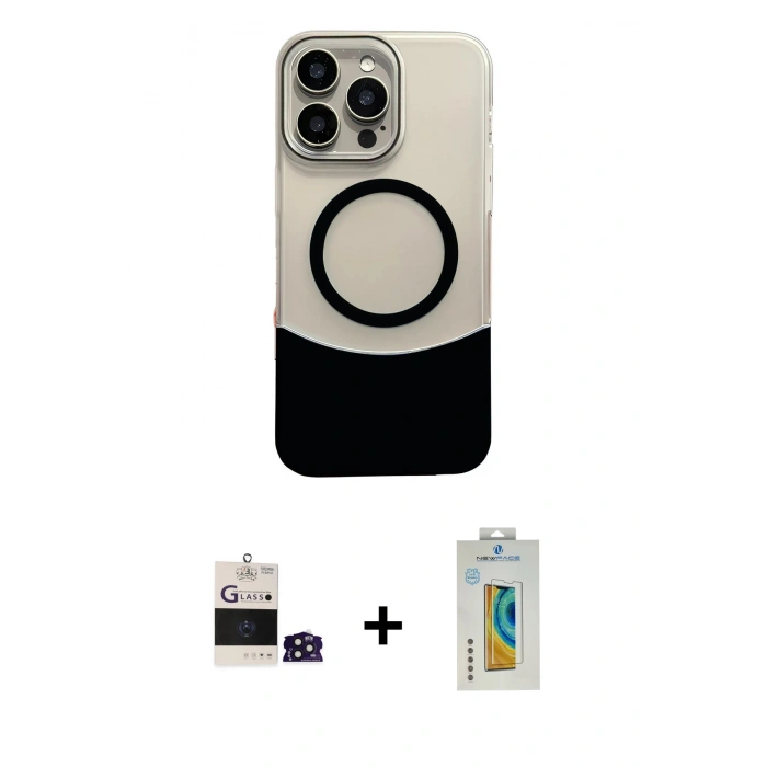 MARSİLYAN™- iPhone 14 Pro Max Kılıf Kozmos Form Özel Seri - Siyah Polymer Nano Ekran Koruyucu + Derin Mor Bilvis Titan Kamera Lens