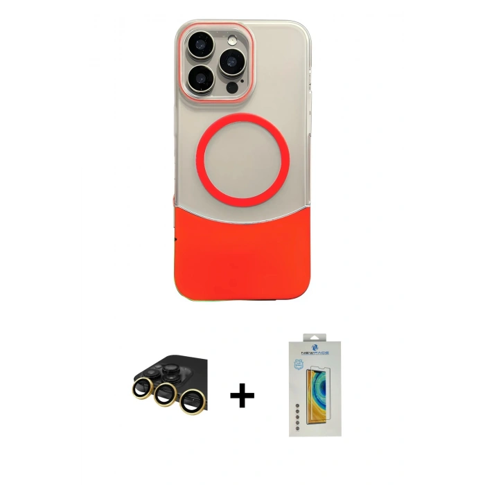 MARSİLYAN™- iPhone 14 Pro Max Kılıf Kozmos Form Özel Seri - Siyah Polymer Nano Ekran Koruyucu + Raze Metal Kamera Lens - GD