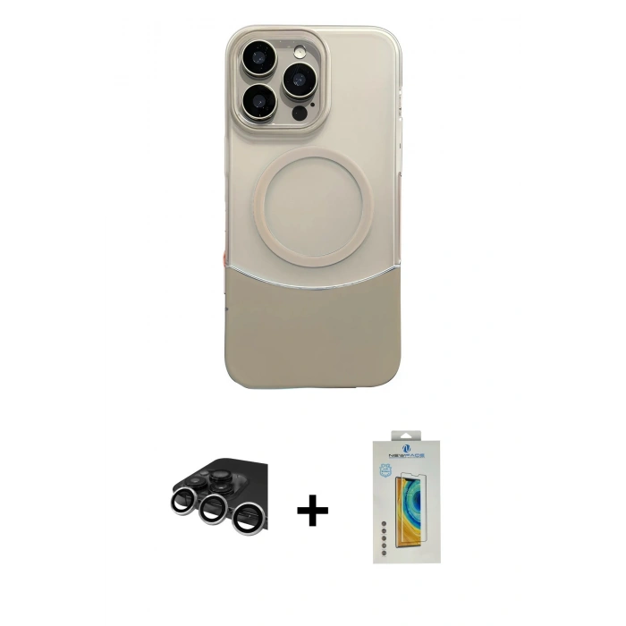 MARSİLYAN™- iPhone 14 Pro Max Kılıf Kozmos Form Özel Seri - Siyah Polymer Nano Ekran Koruyucu + Raze Metal Kamera Lens - GS