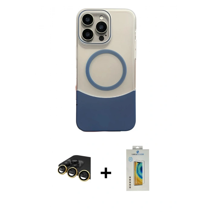 MARSİLYAN™- iPhone 14 Pro Max Kılıf Kozmos Form Özel Seri - Siyah Polymer Nano Ekran Koruyucu + Raze Metal Kamera Lens - GD