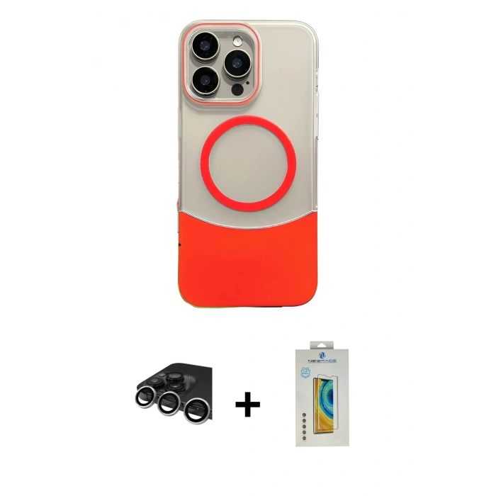 MARSİLYAN™- iPhone 14 Pro Max Kılıf Kozmos Form Özel Seri - Siyah Polymer Nano Ekran Koruyucu + Raze Metal Kamera Lens - GS