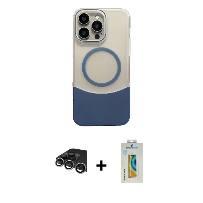 MARSİLYAN™- iPhone 14 Pro Max Kılıf Kozmos Form Özel Seri - Siyah Polymer Nano Ekran Koruyucu + Raze Metal Kamera Lens - GS
