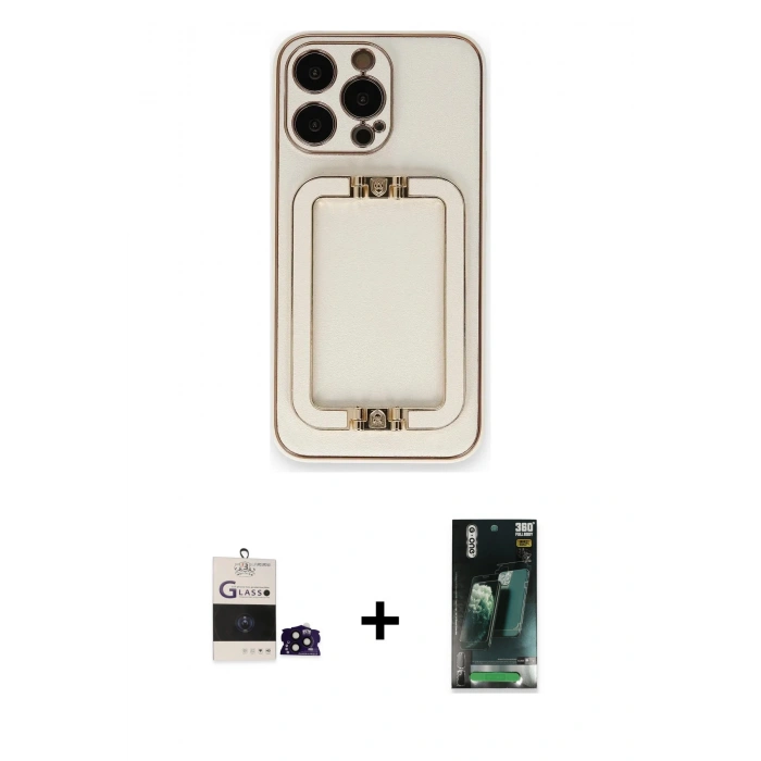MARSİLYAN™- iPhone 14 Pro Max Kılıf Kozmos Minimal Prime - Şeffaf 360 Full Body Arka Koruyucu + Bilvis Titan Kamera Lens - SH