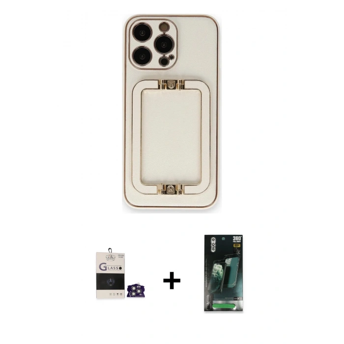 MARSİLYAN™- iPhone 14 Pro Max Kılıf Kozmos Minimal Prime - Şeffaf 360 Full Body Arka Koruyucu + Bilvis Titan Kamera Lens - GS