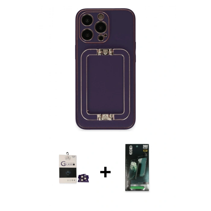 MARSİLYAN™- iPhone 14 Pro Max Kılıf Kozmos Minimal Prime - Şeffaf 360 Full Body Arka Koruyucu + Bilvis Titan Kamera Lens - GD