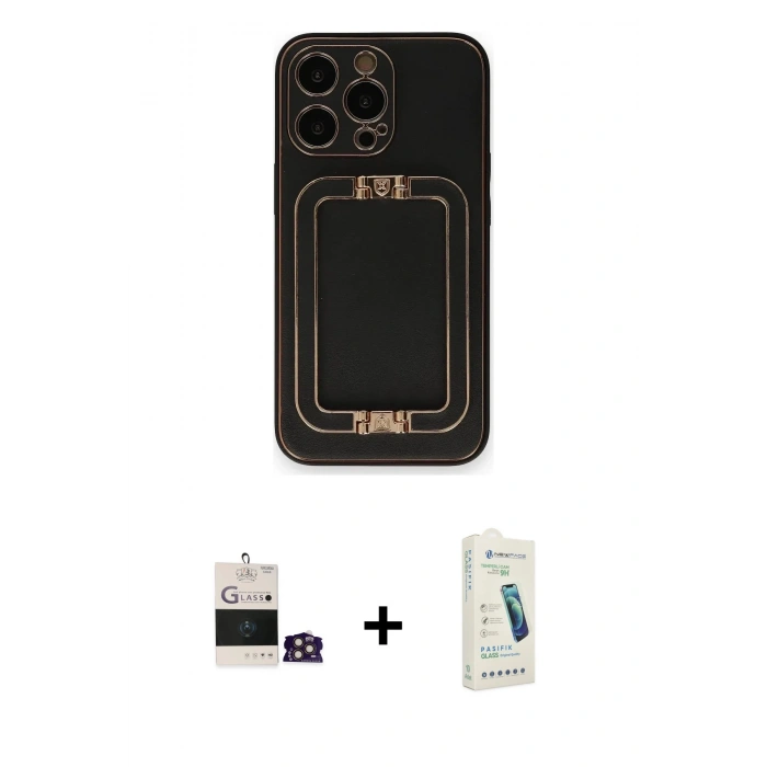 MARSİLYAN™- iPhone 14 Pro Max Kılıf Kozmos Minimal Prime - Şeffaf Pasifik Cam Ekran Koruyucu + Bilvis Titan Kamera Lens - GD