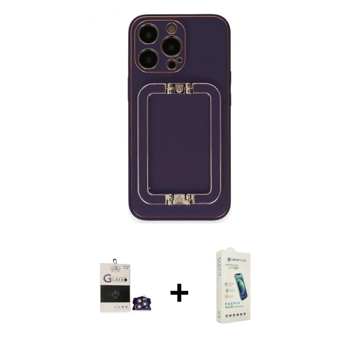 MARSİLYAN™- iPhone 14 Pro Max Kılıf Kozmos Minimal Prime - Şeffaf Pasifik Cam Ekran Koruyucu + Bilvis Titan Kamera Lens - GS