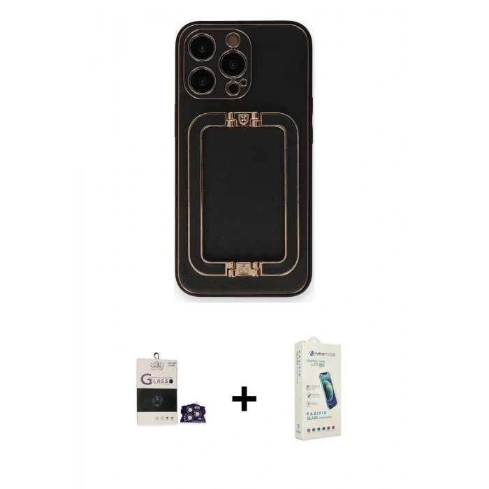 MARSİLYAN™- iPhone 14 Pro Max Kılıf Kozmos Minimal Prime - Şeffaf Pasifik Cam Ekran Koruyucu + Bilvis Titan Kamera Lens - GS