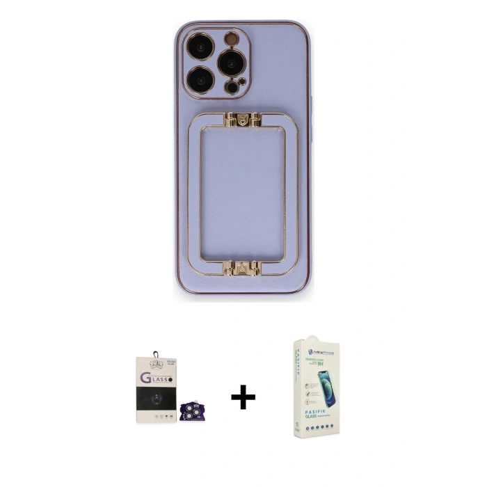 MARSİLYAN™- iPhone 14 Pro Max Kılıf Kozmos Minimal Prime - Şeffaf Pasifik Cam Ekran Koruyucu + Bilvis Titan Kamera Lens - GS