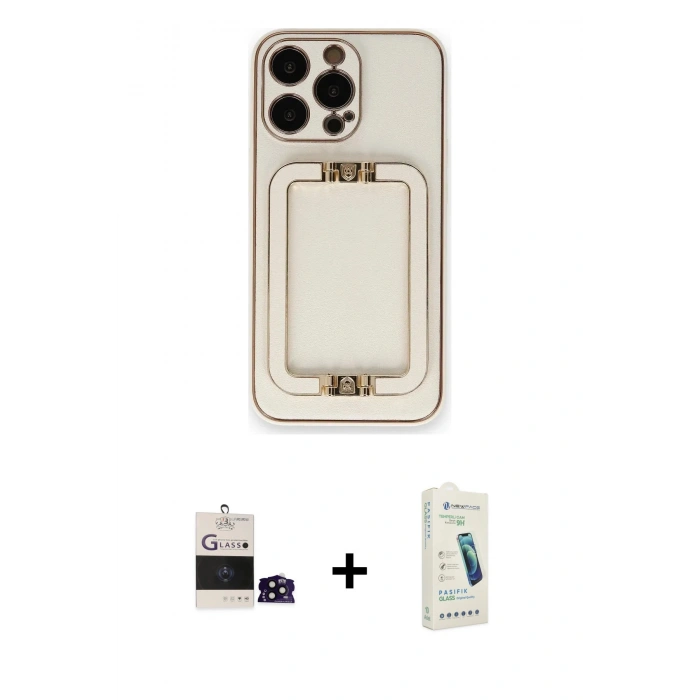 MARSİLYAN™- iPhone 14 Pro Max Kılıf Kozmos Minimal Prime - Şeffaf Pasifik Cam Ekran Koruyucu + Siyah Bilvis Titan Kamera Lens