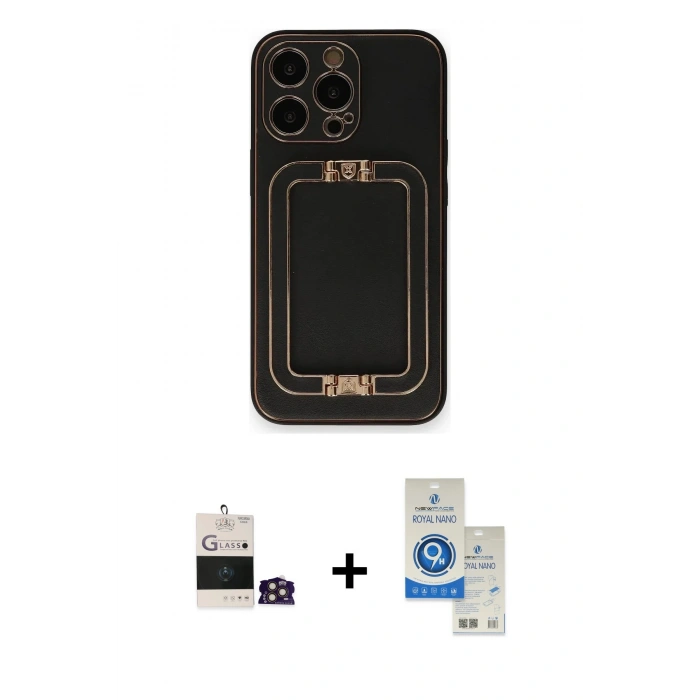 MARSİLYAN™- iPhone 14 Pro Max Kılıf Kozmos Minimal Prime - Şeffaf Royal Nano Ekran Koruyucu + Bilvis Titan Kamera Lens - GD