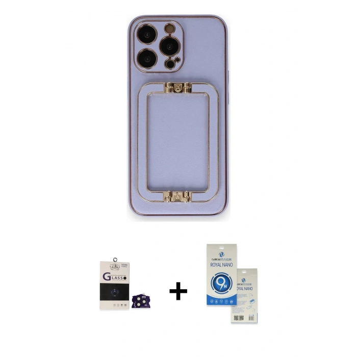 MARSİLYAN™- iPhone 14 Pro Max Kılıf Kozmos Minimal Prime - Şeffaf Royal Nano Ekran Koruyucu + Bilvis Titan Kamera Lens - DNMR