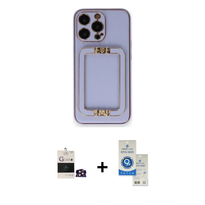 MARSİLYAN™- iPhone 14 Pro Max Kılıf Kozmos Minimal Prime - Şeffaf Royal Nano Ekran Koruyucu + Bilvis Titan Kamera Lens - GD
