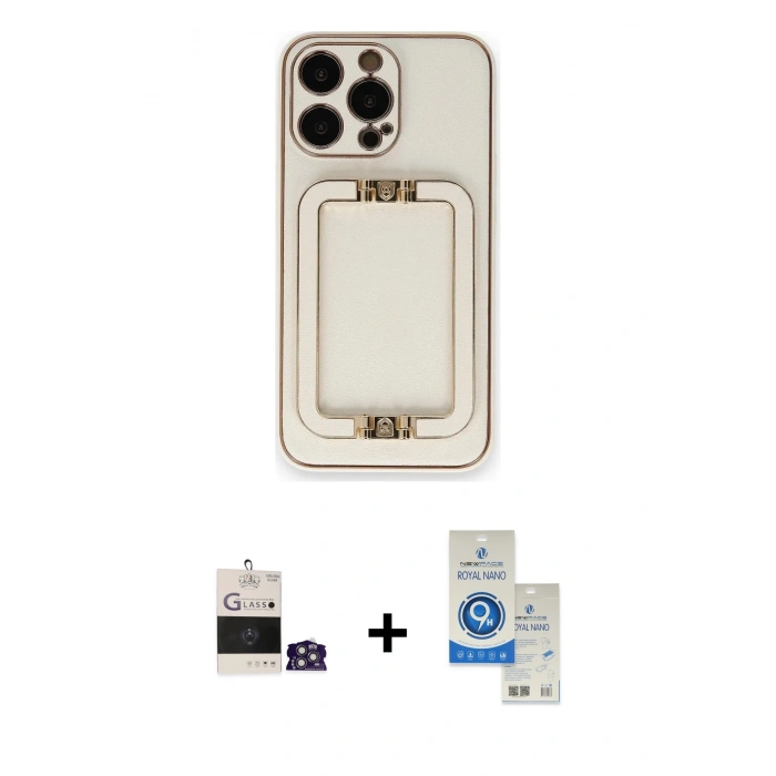 MARSİLYAN™- iPhone 14 Pro Max Kılıf Kozmos Minimal Prime - Şeffaf Royal Nano Ekran Koruyucu + Bilvis Titan Kamera Lens - GS