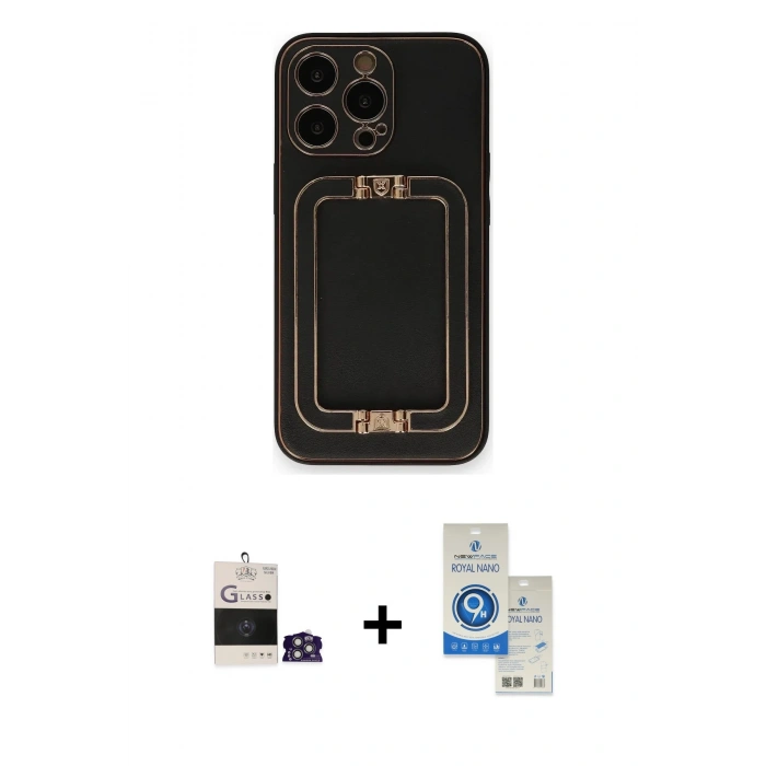 MARSİLYAN™- iPhone 14 Pro Max Kılıf Kozmos Minimal Prime - Şeffaf Royal Nano Ekran Koruyucu + Bilvis Titan Kamera Lens - GS