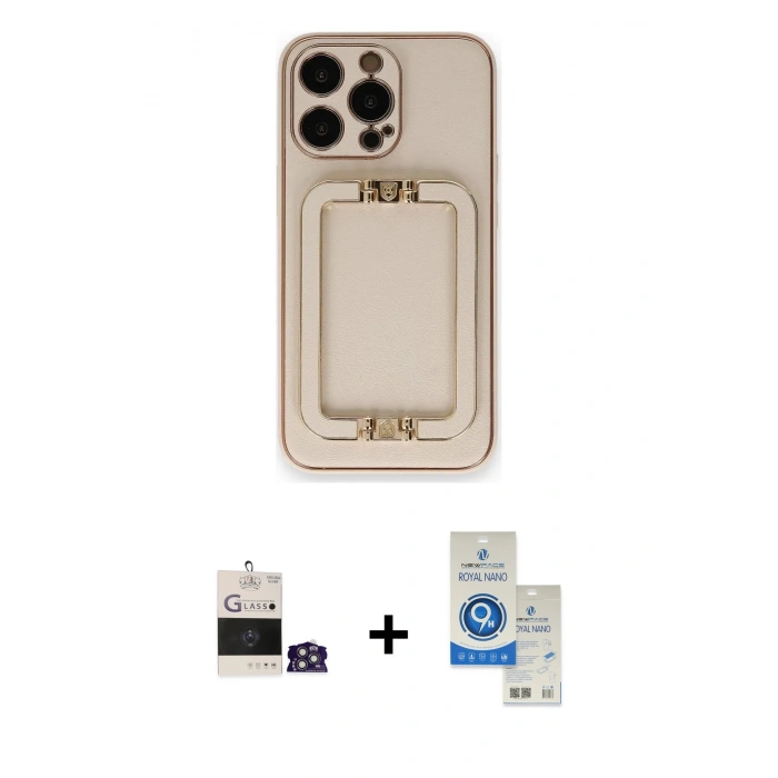 MARSİLYAN™- iPhone 14 Pro Max Kılıf Kozmos Minimal Prime - Şeffaf Royal Nano Ekran Koruyucu + Bilvis Titan Kamera Lens - GS