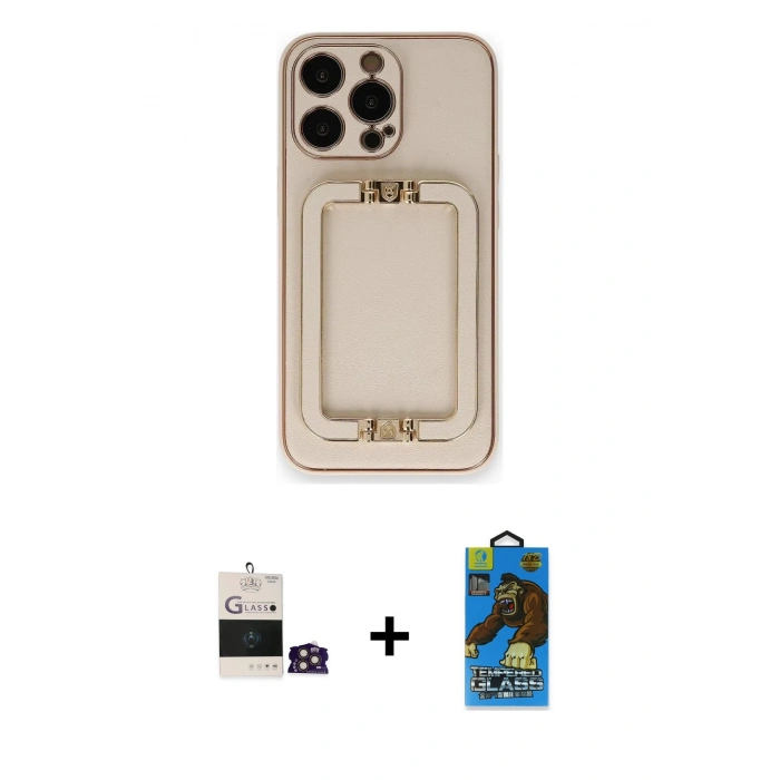 MARSİLYAN™- iPhone 14 Pro Max Kılıf Kozmos Minimal Prime - Siyah 18D Cam Ekran Koruyucu + Bilvis Titan Kamera Lens - GD