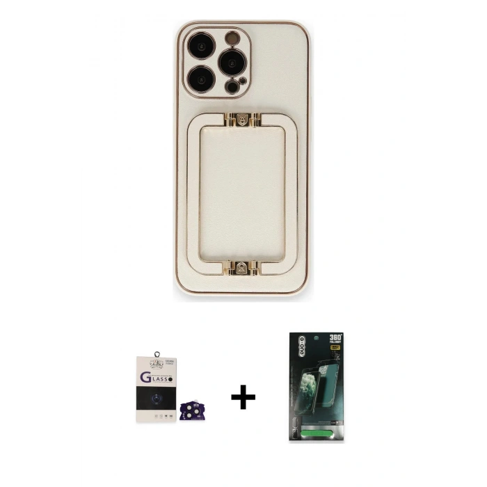 MARSİLYAN™- iPhone 14 Pro Max Kılıf Kozmos Minimal Prime - Siyah 360 Mat Full Body Arka Koruyucu + Derin Mor Bilvis Titan Kamera Lens