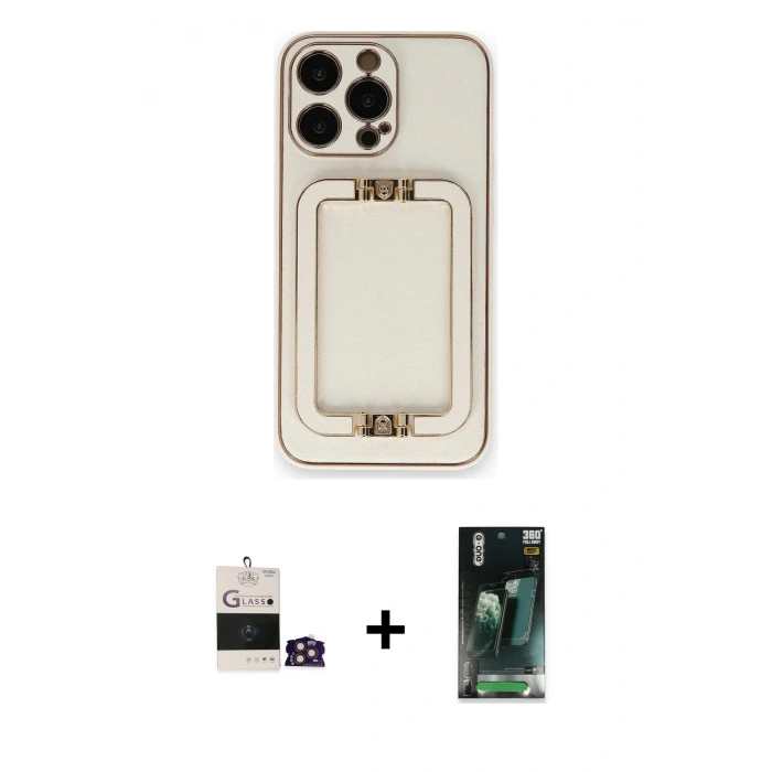 MARSİLYAN™- iPhone 14 Pro Max Kılıf Kozmos Minimal Prime - Siyah 360 Mat Full Body Arka Koruyucu + Bilvis Titan Kamera Lens - GD