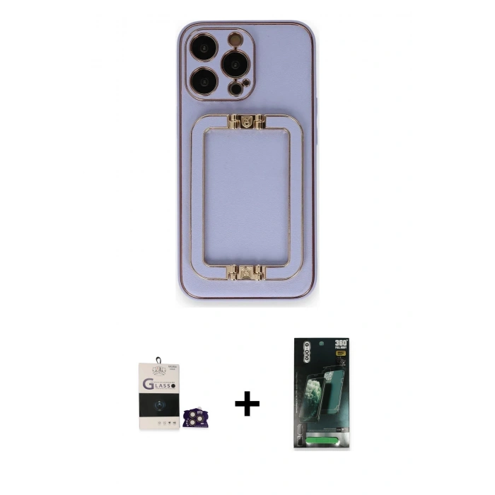 MARSİLYAN™- iPhone 14 Pro Max Kılıf Kozmos Minimal Prime - Siyah 360 Mat Full Body Arka Koruyucu + Bilvis Titan Kamera Lens - GD