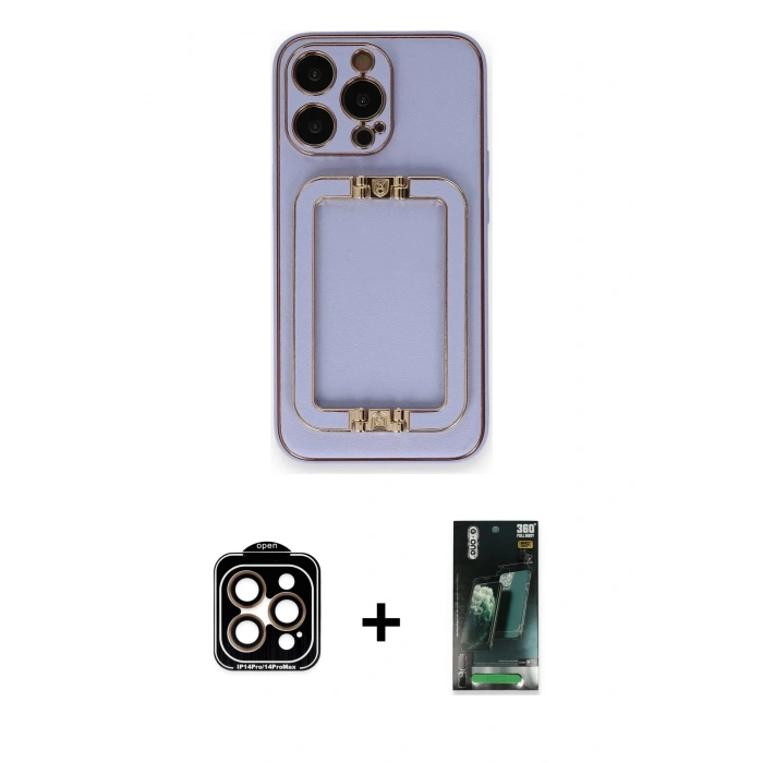 MARSİLYAN™- iPhone 14 Pro Max Kılıf Kozmos Minimal Prime - Siyah 360 Mat Full Body Arka Koruyucu + PVD Metal Kamera Lens - TU