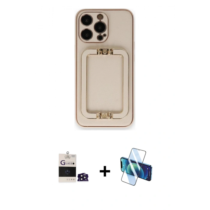 MARSİLYAN™- iPhone 14 Pro Max Kılıf Kozmos Minimal Prime - Siyah 3D Antistatik Cam Ekran Koruyucu + Bilvis Titan Kamera Lens - DNMR