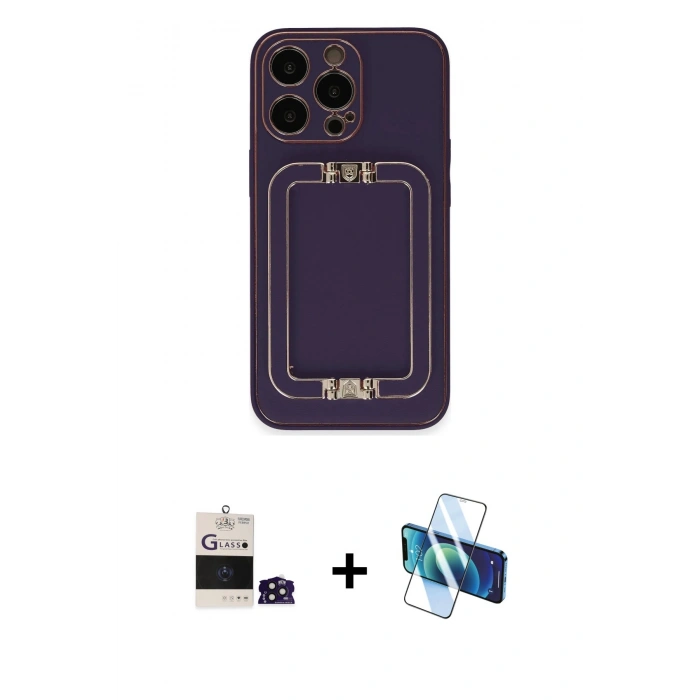 MARSİLYAN™- iPhone 14 Pro Max Kılıf Kozmos Minimal Prime - Siyah 3D Antistatik Cam Ekran Koruyucu + Bilvis Titan Kamera Lens - DNMR