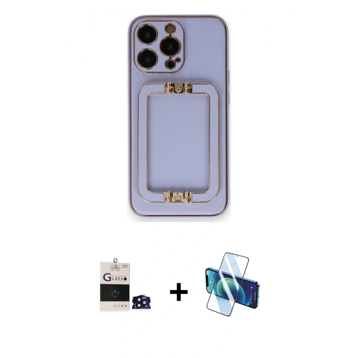 MARSİLYAN™- iPhone 14 Pro Max Kılıf Kozmos Minimal Prime - Siyah 3D Antistatik Cam Ekran Koruyucu + Bilvis Titan Kamera Lens - DNMR