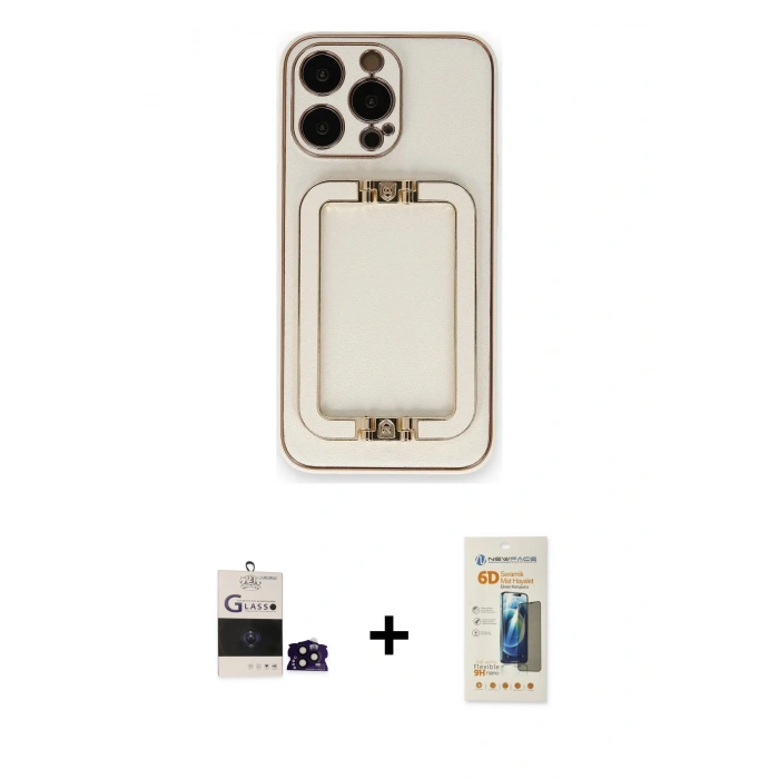 MARSİLYAN™- iPhone 14 Pro Max Kılıf Kozmos Minimal Prime - Siyah 6D Mat Seramik Hayalet Nano Ekran Koruyucu + Bilvis Titan Kamera Lens - SH