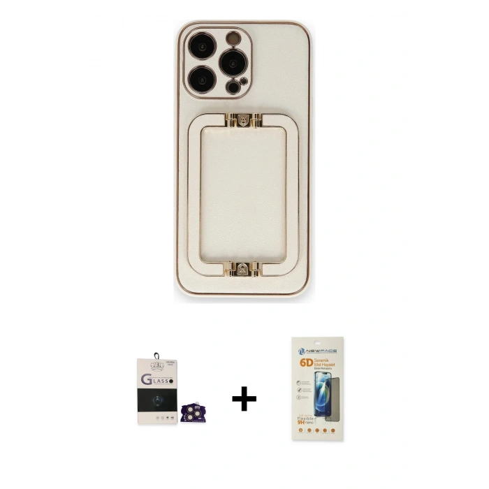 MARSİLYAN™- iPhone 14 Pro Max Kılıf Kozmos Minimal Prime - Siyah 6D Mat Seramik Hayalet Nano Ekran Koruyucu + Bilvis Titan Kamera Lens - GD